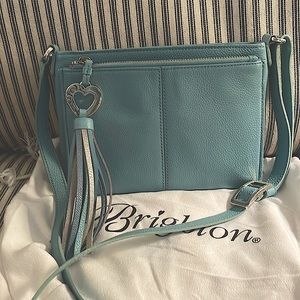 Brighton Barbados City organizer crossbody bag. 8x6x2  Pale turquoise.